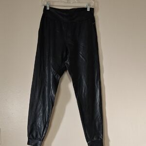 Commando Black Faux Leather Joggers size S